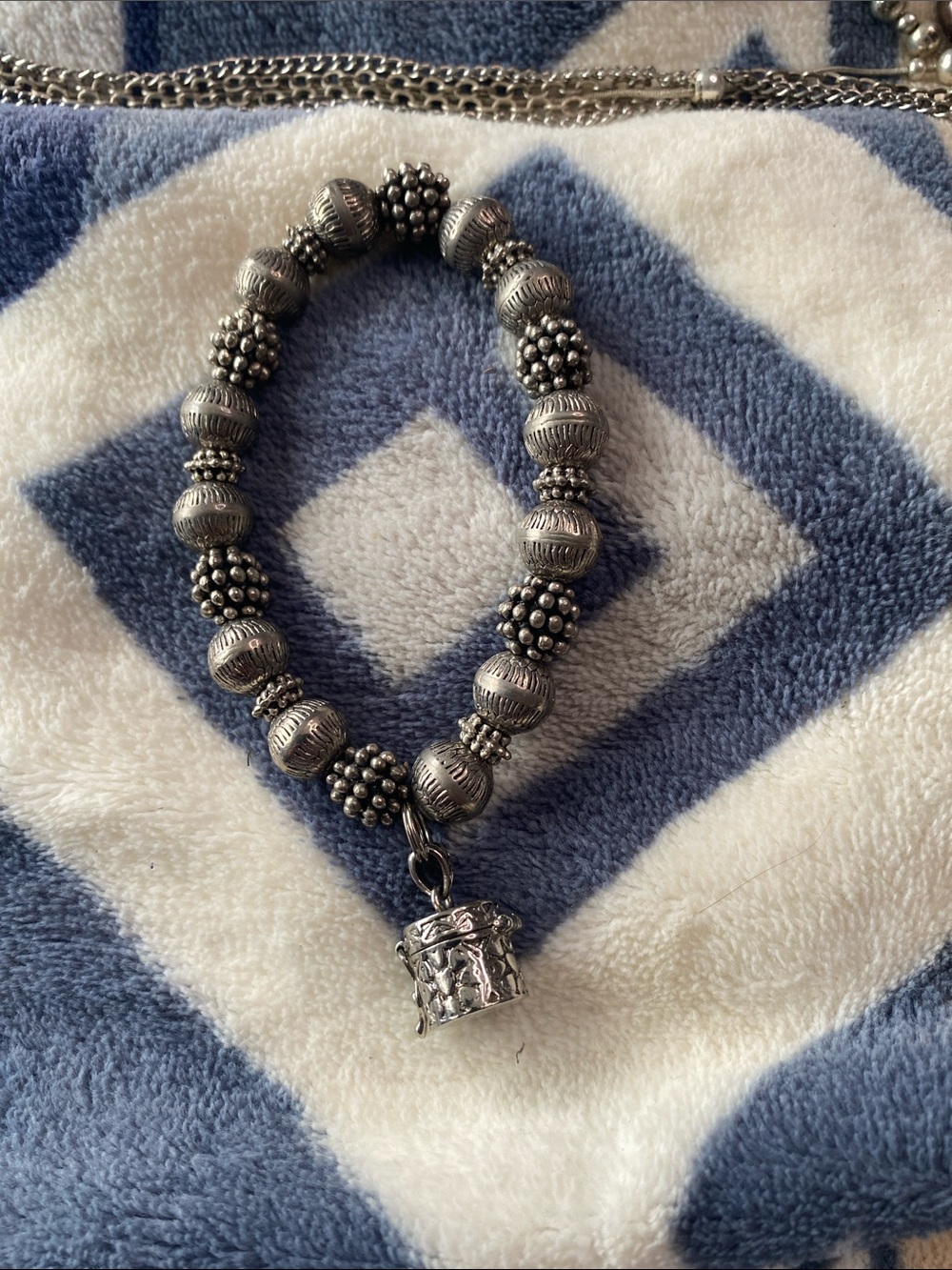 VTG Bali 925 Sterling Silver Prayer Box Bead Charm Bracelet AA Maker's Mark